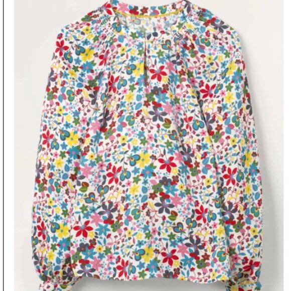 BODEN Kitty Smocked Neck Blouse Size US 8 - Picture 1 of 11